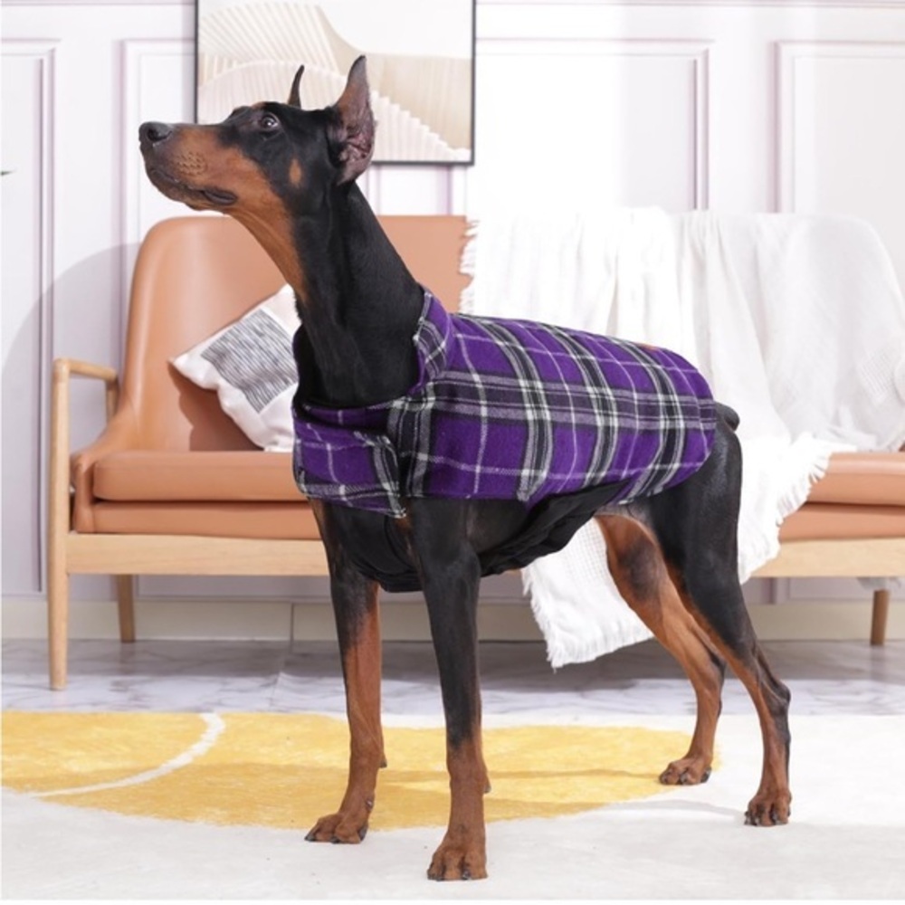 Kuoser Warm Dog Coat Reversible Jacket Waterproof British Style Plaid
